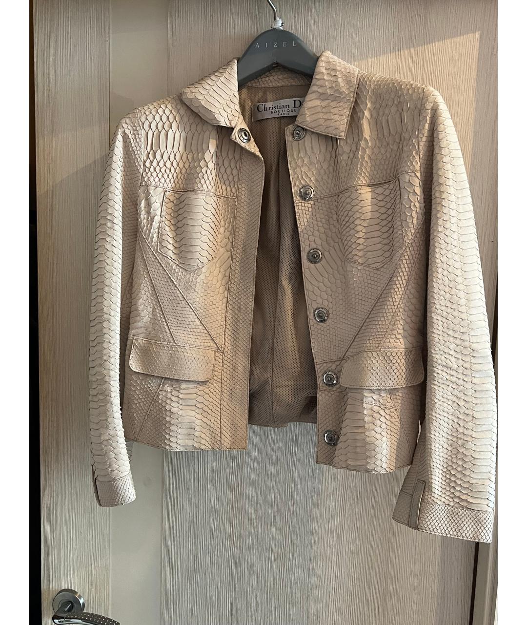 CHRISTIAN DIOR Бежевая куртка из экзотической кожи, фото 6