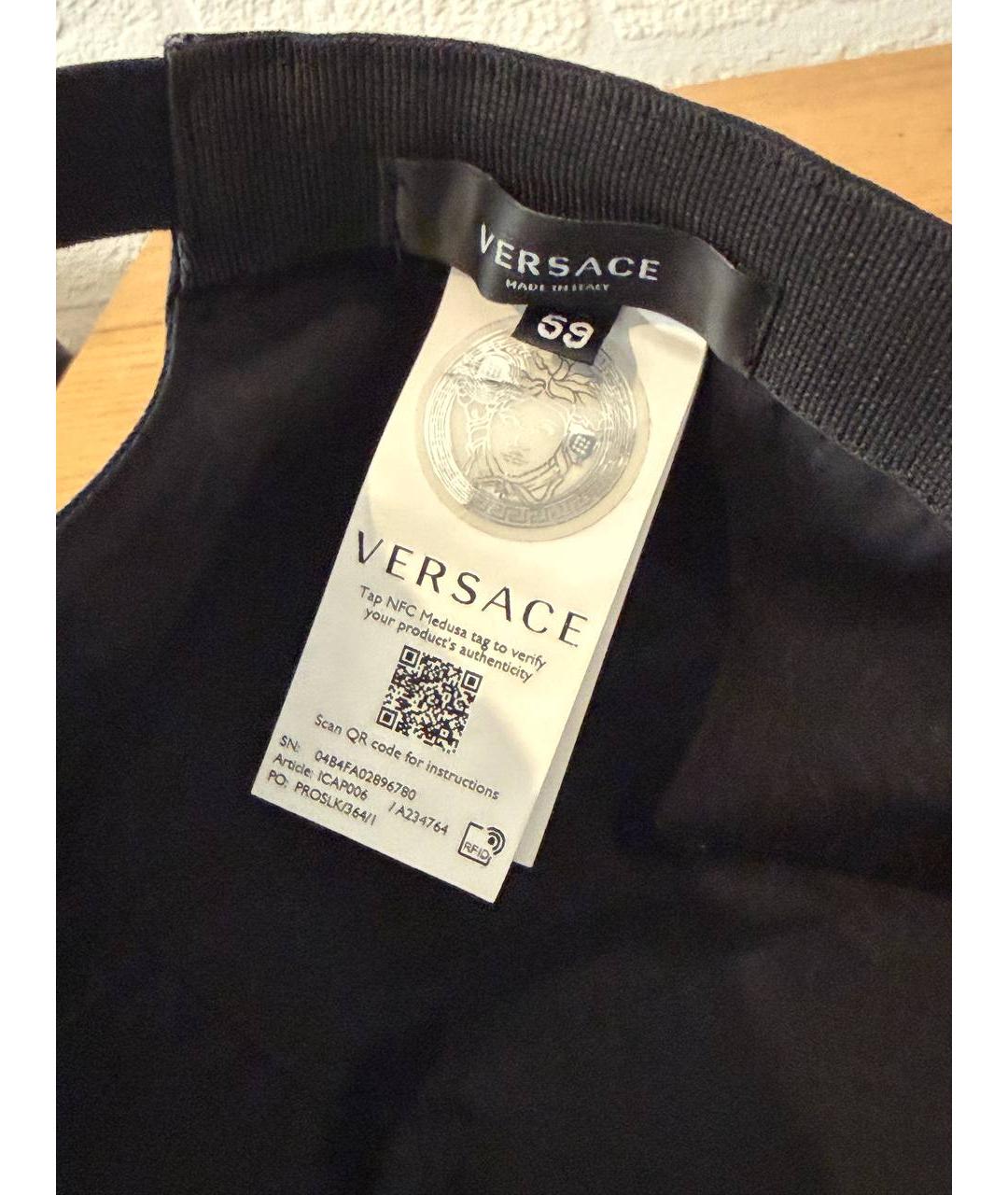 VERSACE Черная хлопковая кепка, фото 4