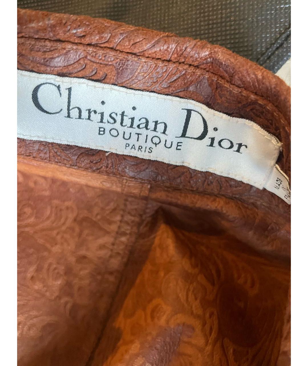 CHRISTIAN DIOR Коричневый кожаный жакет/пиджак, фото 3