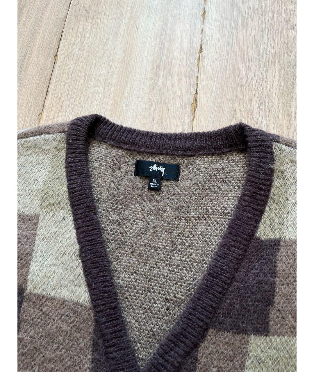 STUSSY Коричневая шерстяная жилетка, фото 3