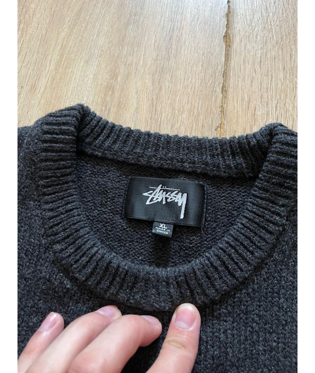 STUSSY Антрацитовый хлопковый джемпер / свитер, фото 4
