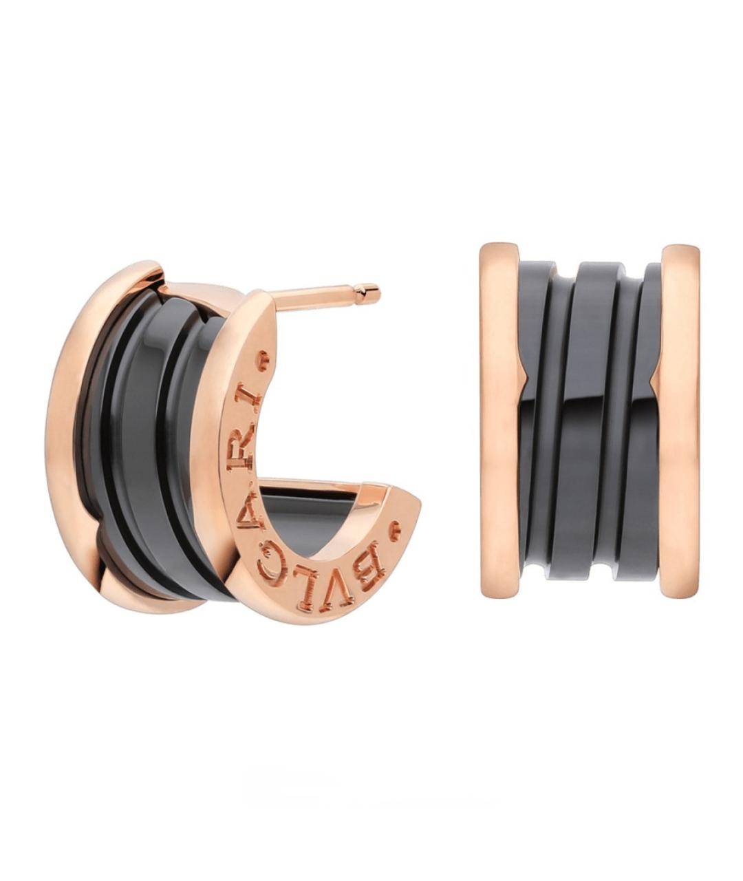 BVLGARI Черные серьги из розового золота, фото 1