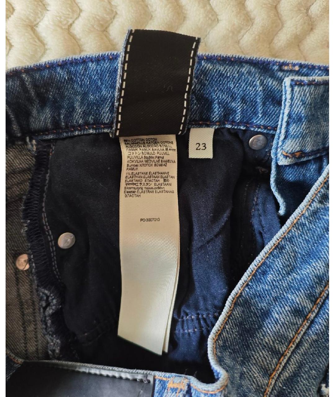 7 FOR ALL MANKIND Синяя хлопковая юбка мини, фото 9