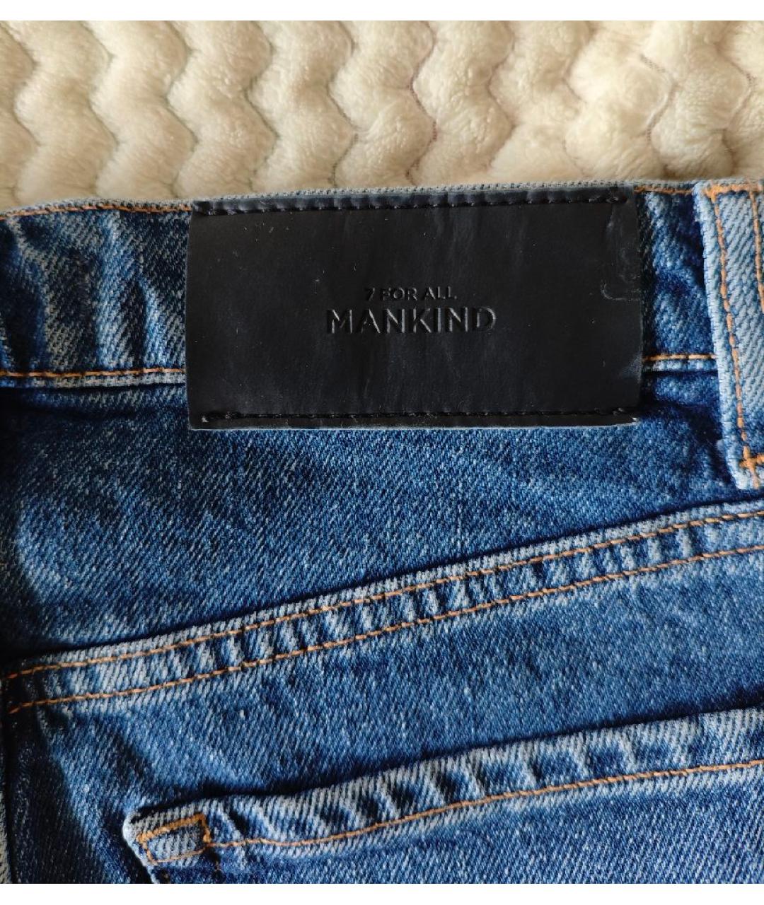 7 FOR ALL MANKIND Синяя хлопковая юбка мини, фото 4