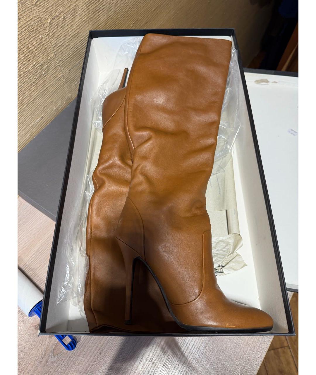 GIUSEPPE ZANOTTI DESIGN Коричневые кожаные сапоги, фото 3