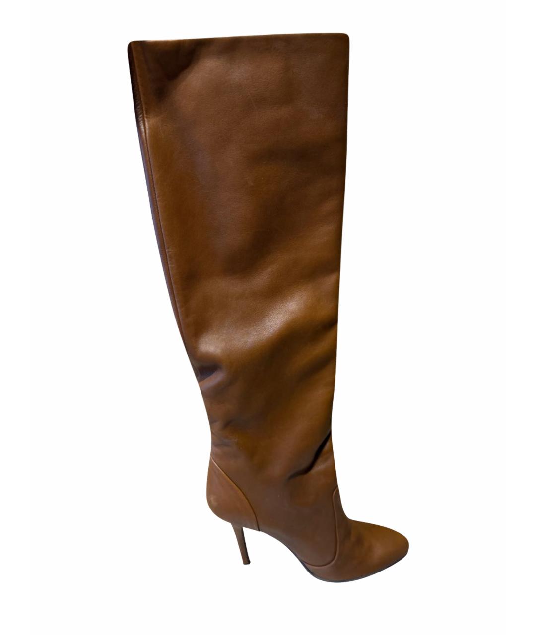 GIUSEPPE ZANOTTI DESIGN Коричневые кожаные сапоги, фото 1