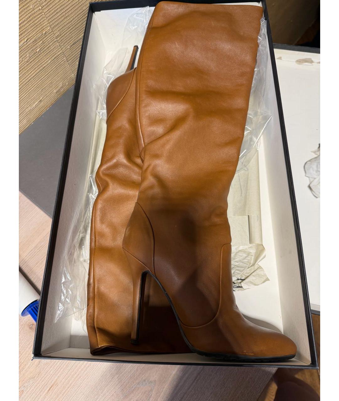 GIUSEPPE ZANOTTI DESIGN Коричневые кожаные сапоги, фото 4