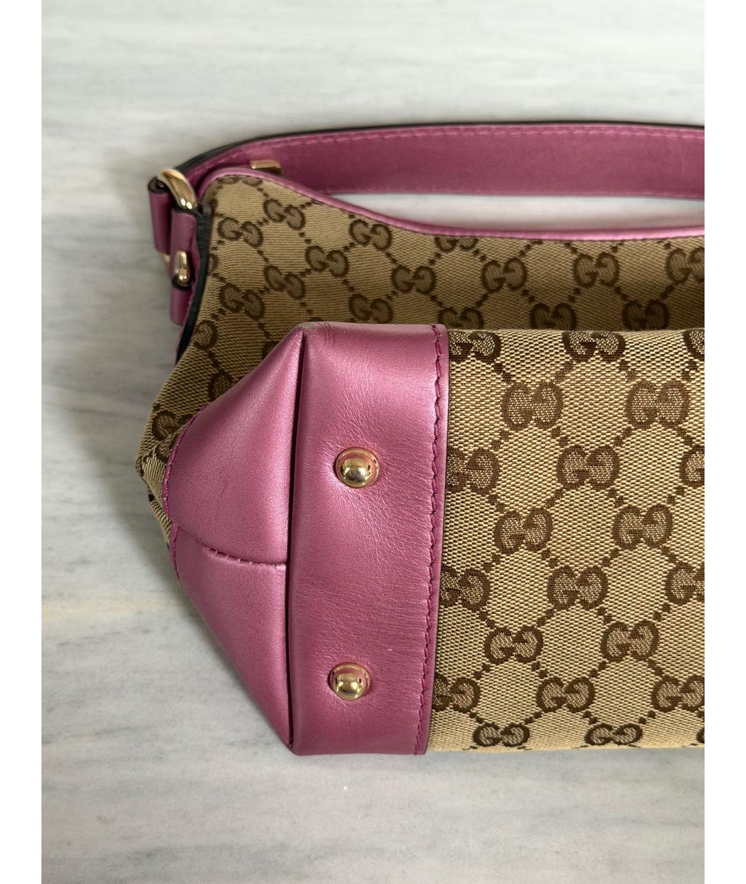 GUCCI Бежевая канва сумка с короткими ручками, фото 4