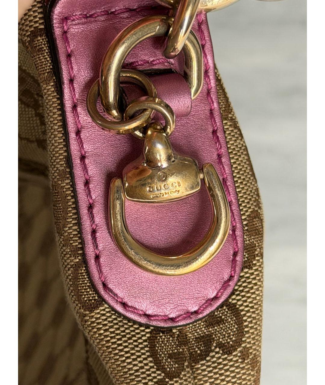 GUCCI Бежевая канва сумка с короткими ручками, фото 5