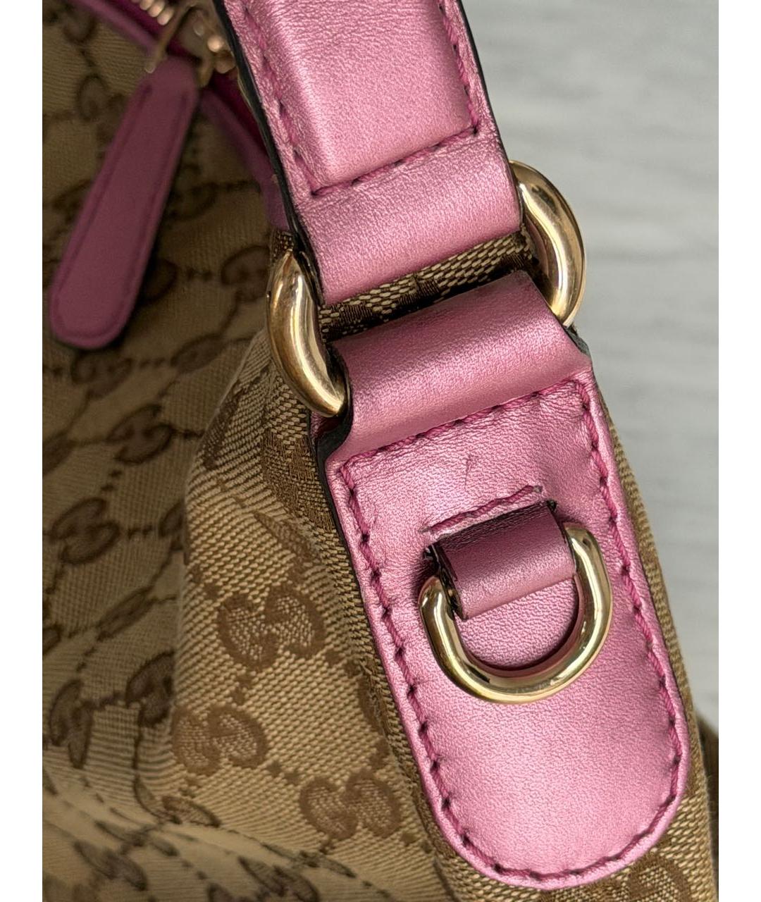 GUCCI Бежевая канва сумка с короткими ручками, фото 7