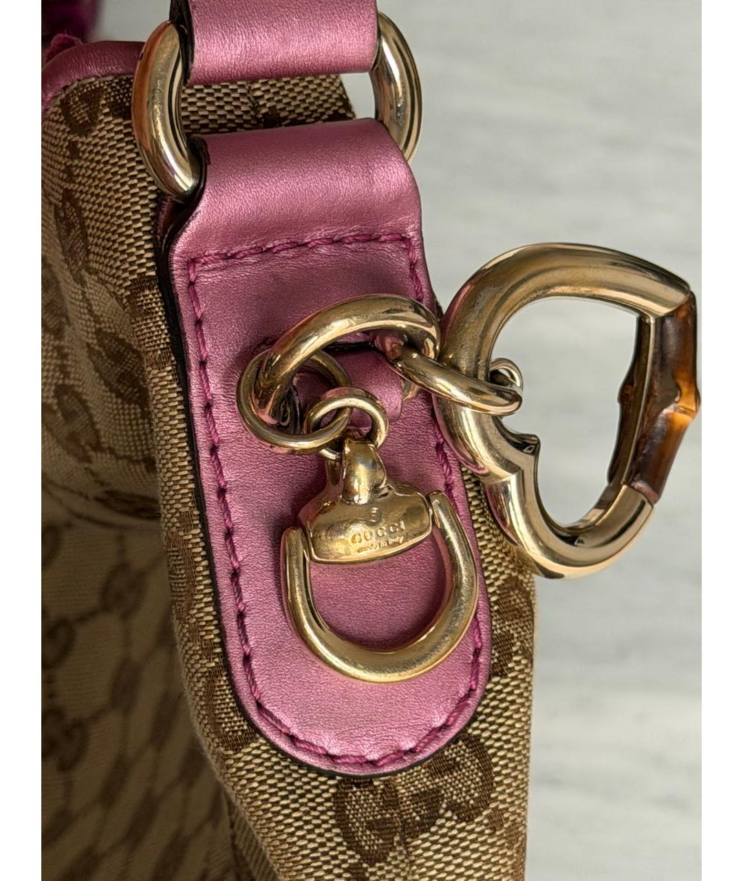 GUCCI Бежевая канва сумка с короткими ручками, фото 6