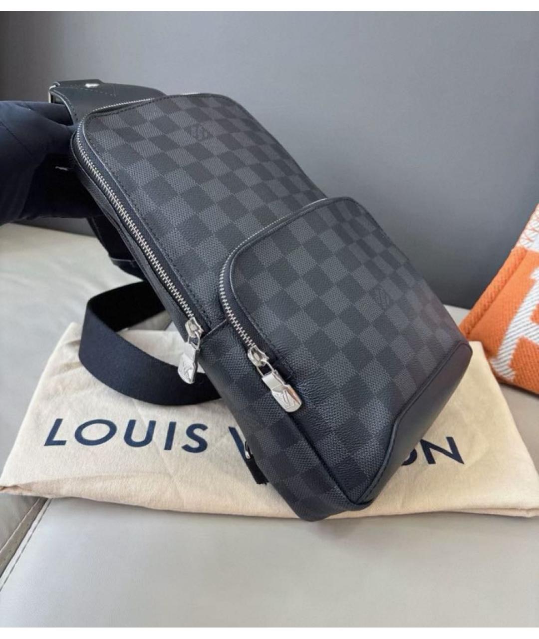 LOUIS VUITTON Антрацитовая канва сумка на плечо, фото 3