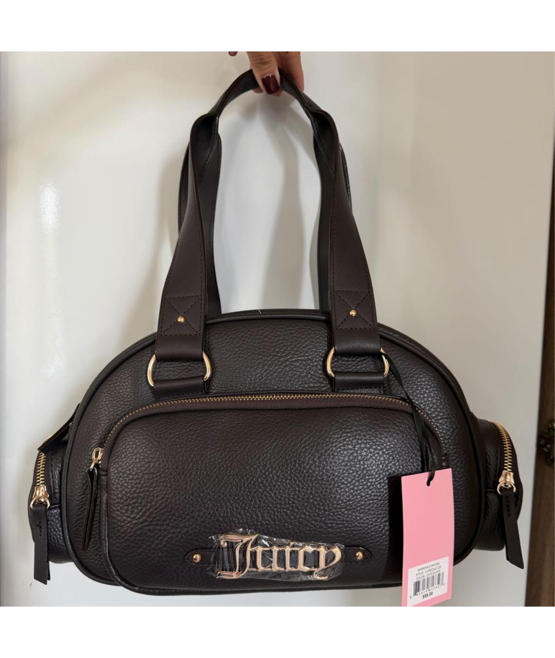 JUICY COUTURE Коричневая сумка через плечо из искусственной кожи, фото 8