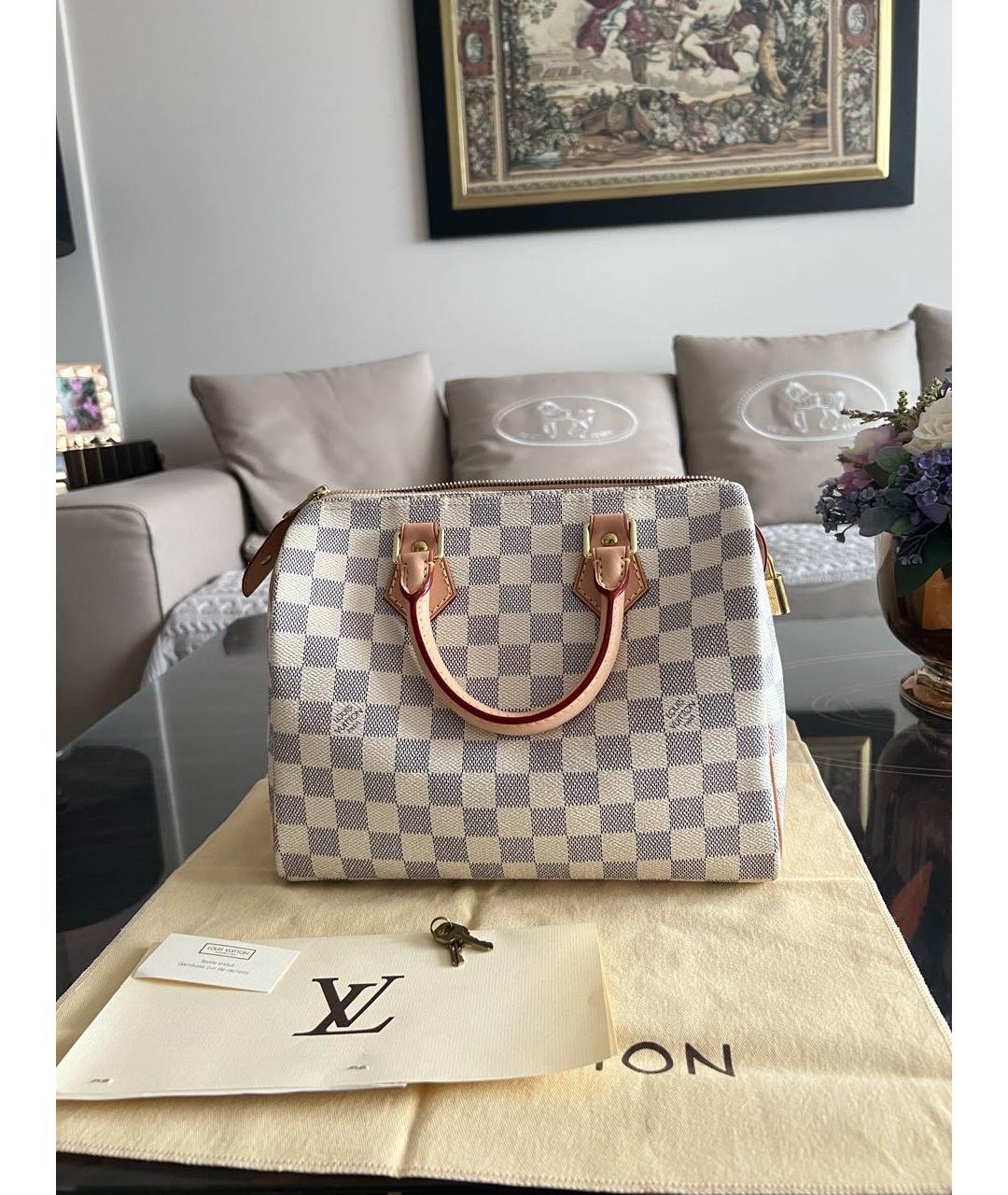 LOUIS VUITTON Бежевая канва сумка с короткими ручками, фото 3