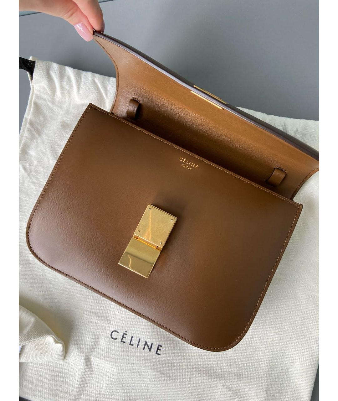 CELINE Коричневая кожаная сумка через плечо, фото 8