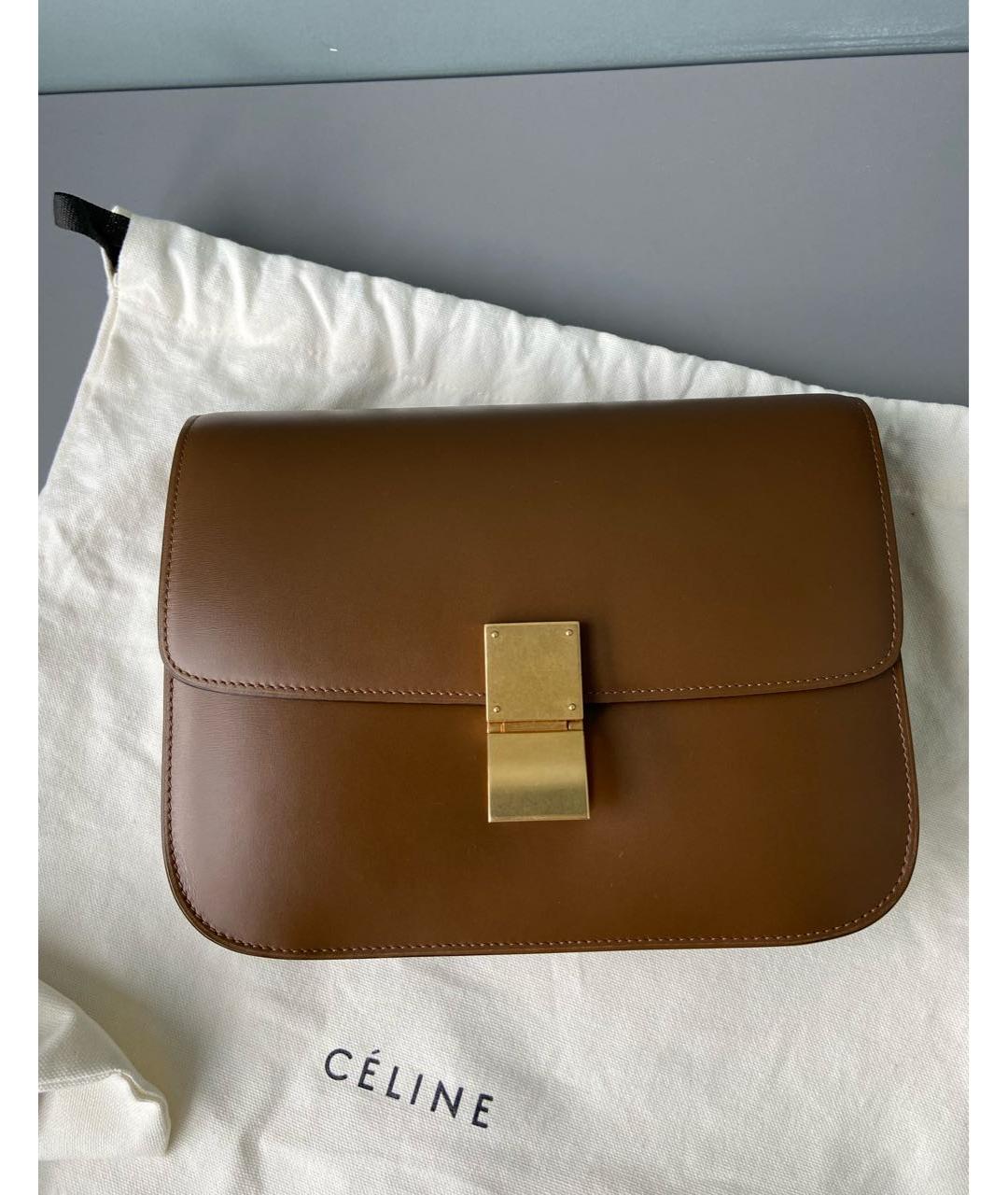 CELINE Коричневая кожаная сумка через плечо, фото 9