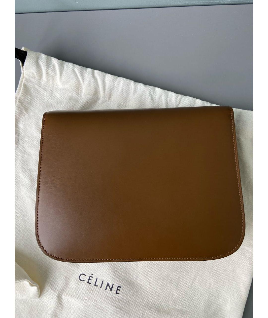 CELINE Коричневая кожаная сумка через плечо, фото 3