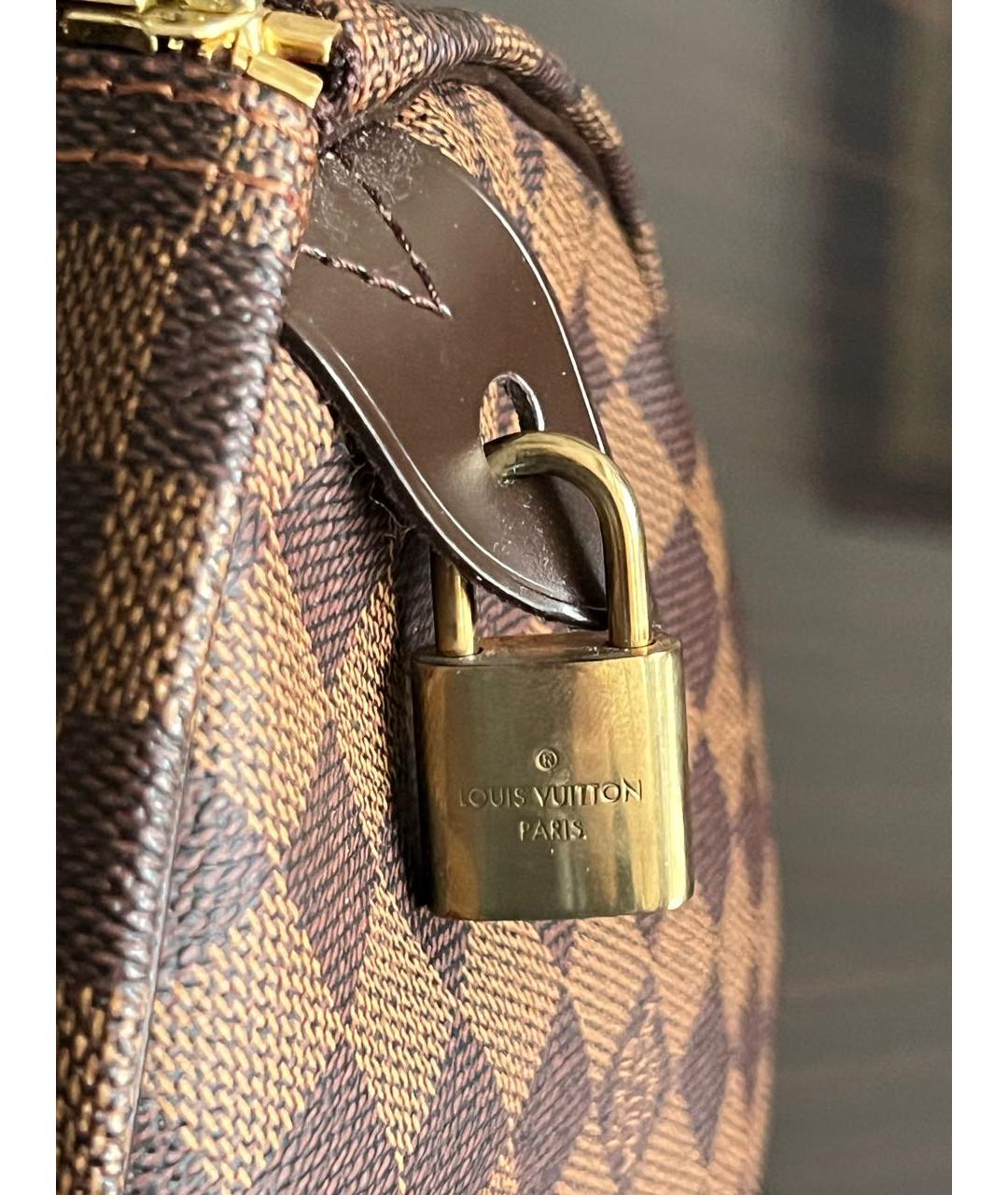 LOUIS VUITTON Коричневая канва сумка с короткими ручками, фото 7