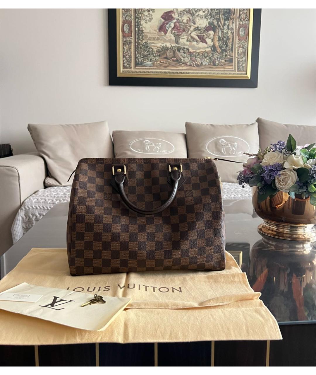 LOUIS VUITTON Коричневая канва сумка с короткими ручками, фото 9