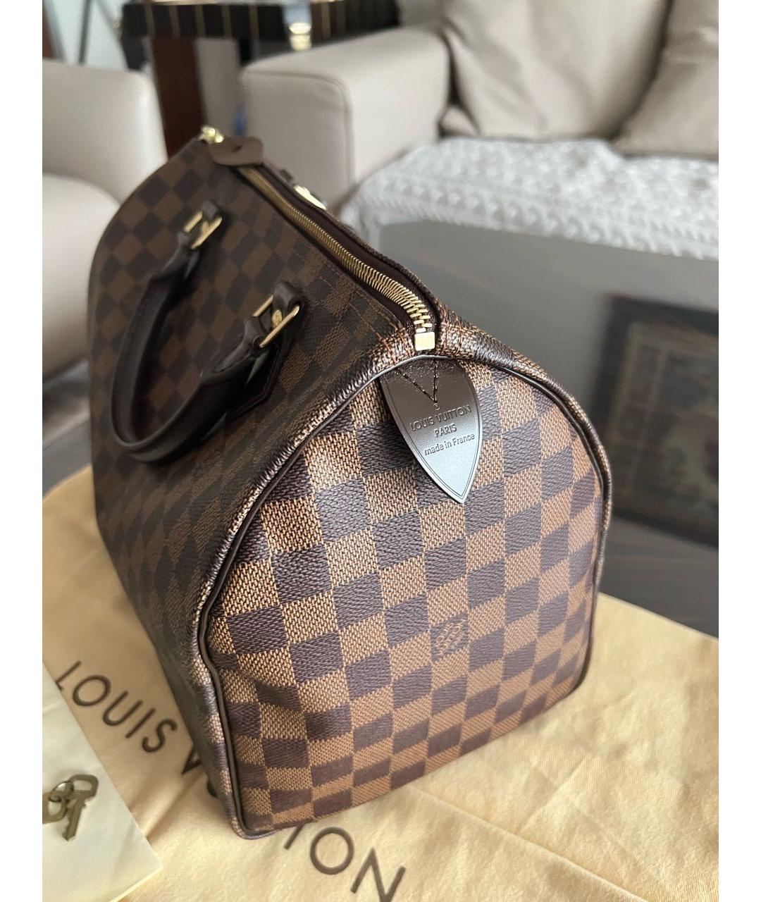 LOUIS VUITTON Коричневая канва сумка с короткими ручками, фото 4