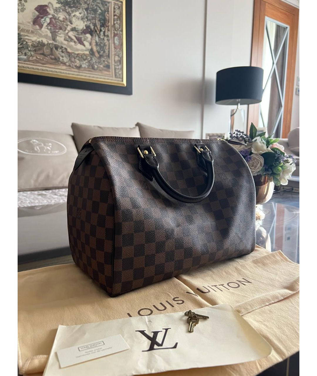 LOUIS VUITTON Коричневая канва сумка с короткими ручками, фото 2