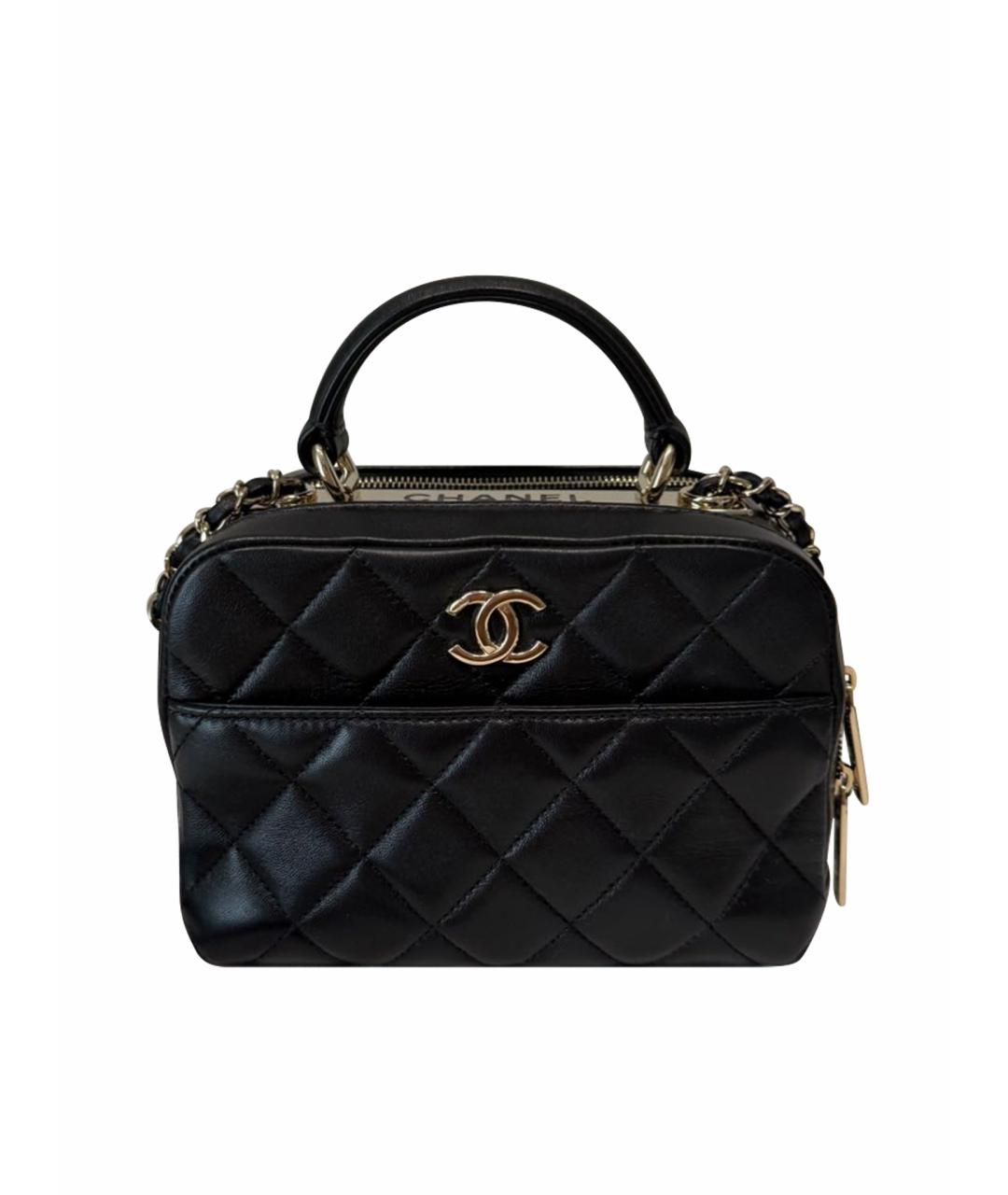 CHANEL Черная кожаная сумка с короткими ручками, фото 1