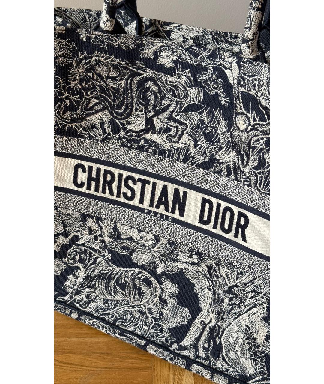 CHRISTIAN DIOR Темно-синяя тканевая пляжная сумка, фото 6