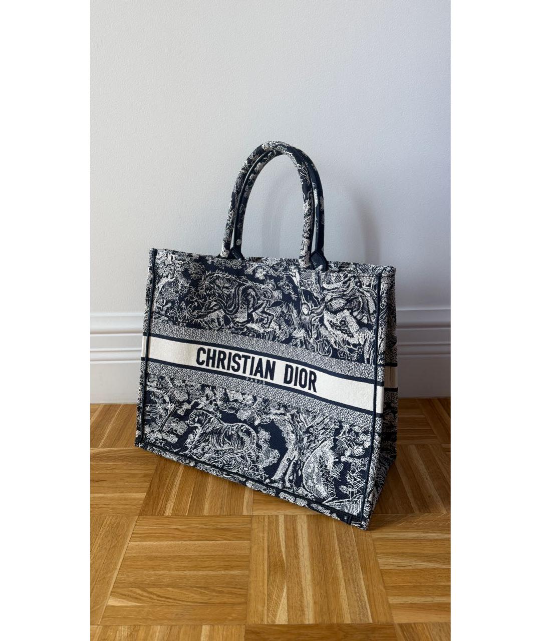 CHRISTIAN DIOR Темно-синяя тканевая пляжная сумка, фото 2