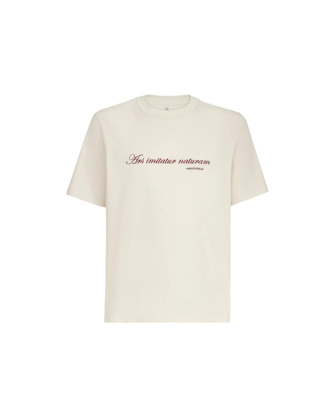 BRUNELLO CUCINELLI Бежевая хлопковая футболка, фото 1