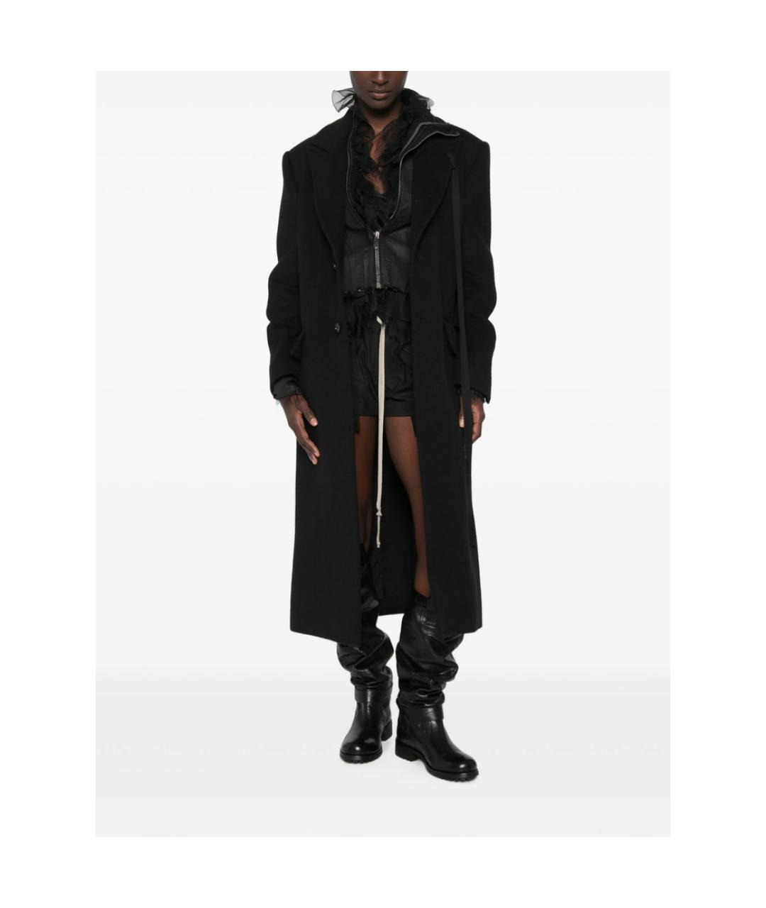 ANN DEMEULEMEESTER Черное хлопковое пальто, фото 4