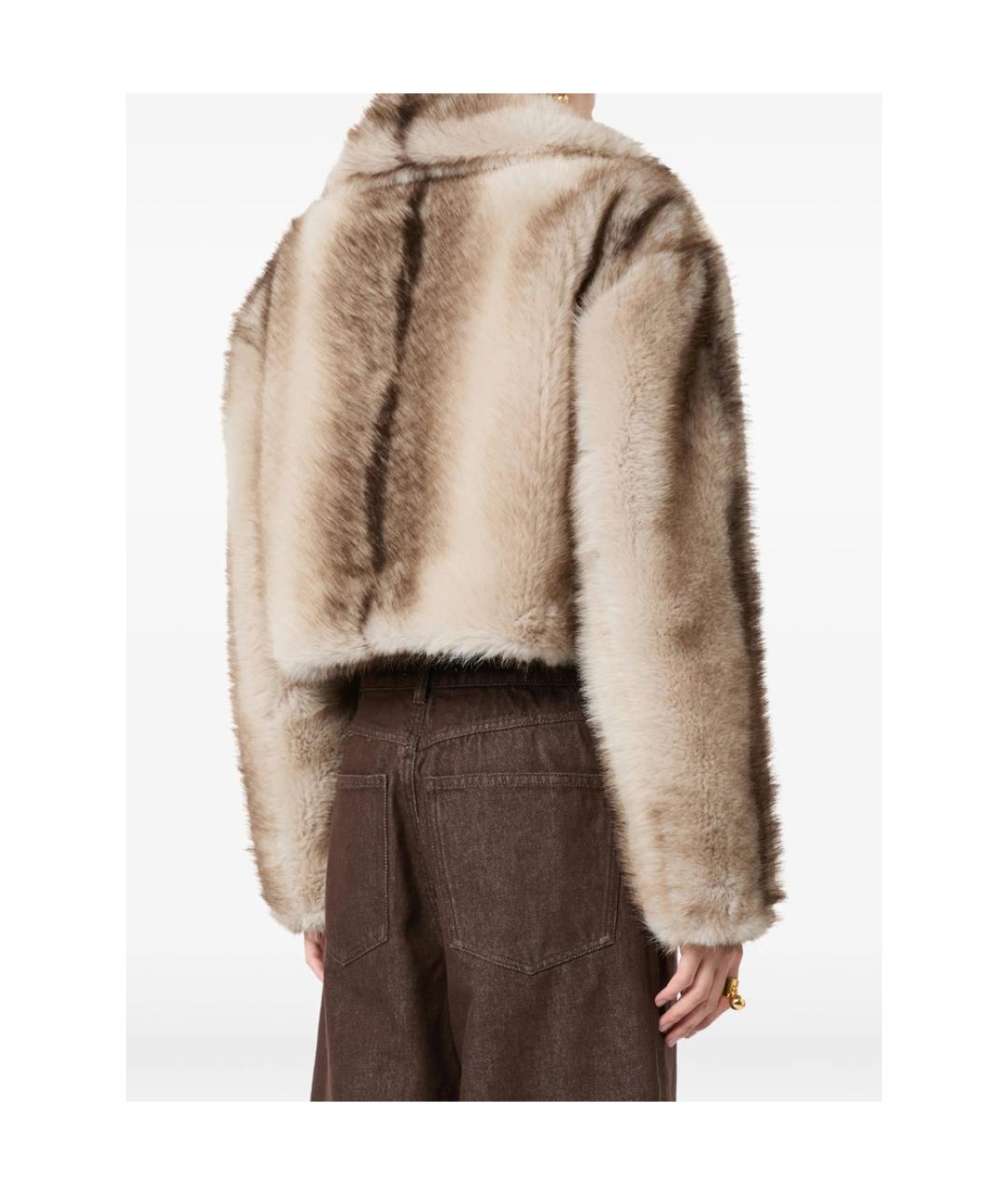 SPORTMAX Коричневая полиэстеровая шуба, фото 3