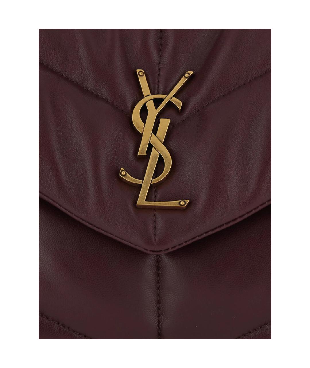 SAINT LAURENT Бордовая кожаная сумка через плечо, фото 2
