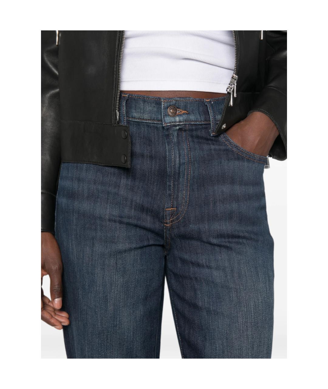 7 FOR ALL MANKIND Синие хлопковые прямые джинсы, фото 2