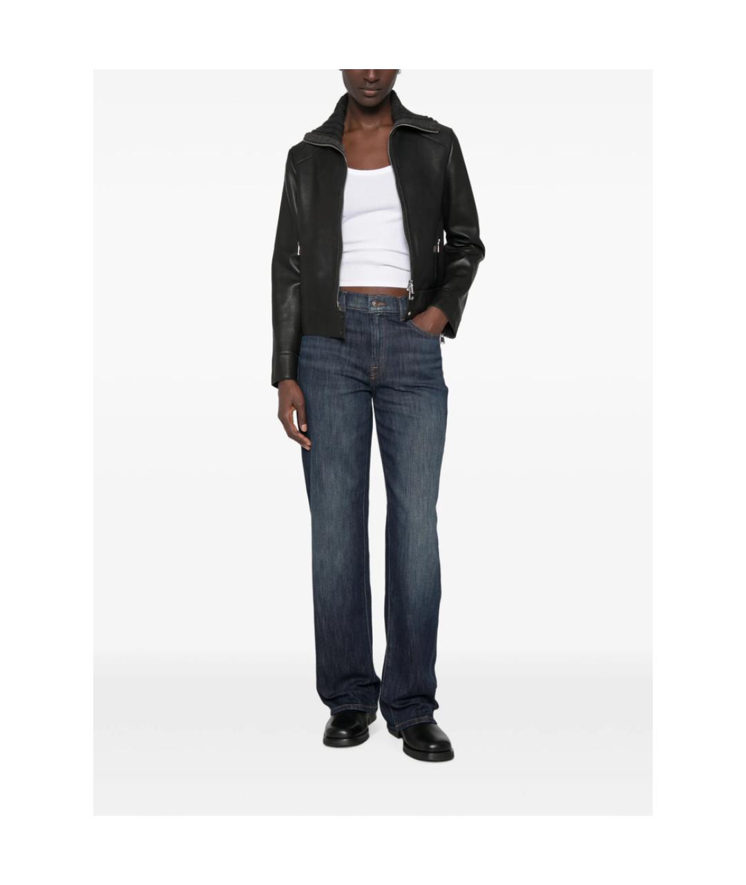 7 FOR ALL MANKIND Синие хлопковые прямые джинсы, фото 5