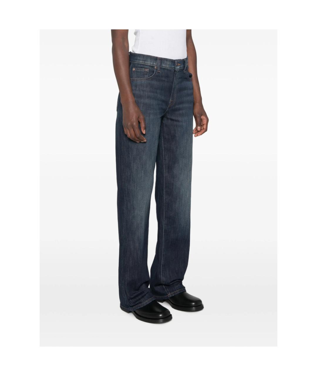 7 FOR ALL MANKIND Синие хлопковые прямые джинсы, фото 4