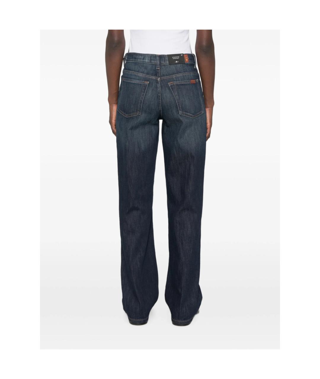 7 FOR ALL MANKIND Синие хлопковые прямые джинсы, фото 3