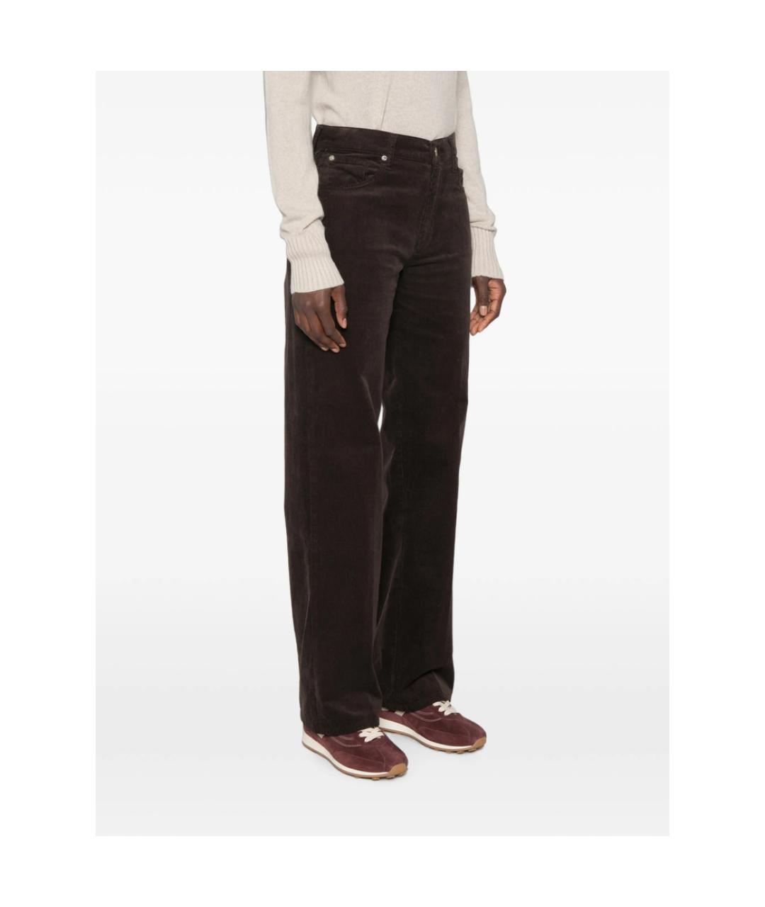 7 FOR ALL MANKIND Коричневые прямые брюки, фото 2
