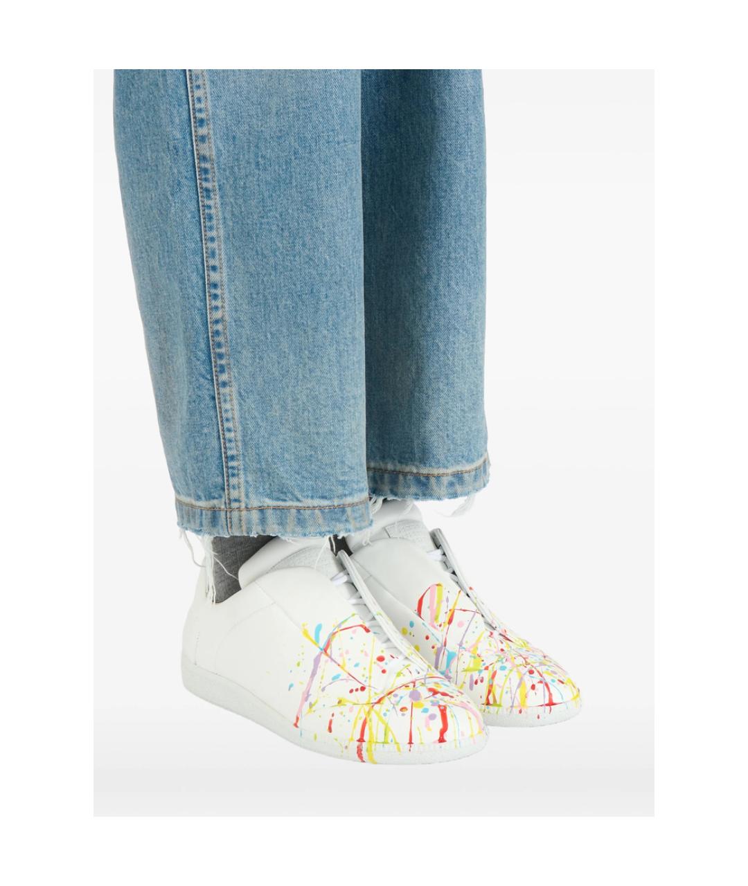 MAISON MARGIELA Белые кожаные низкие кроссовки / кеды, фото 3