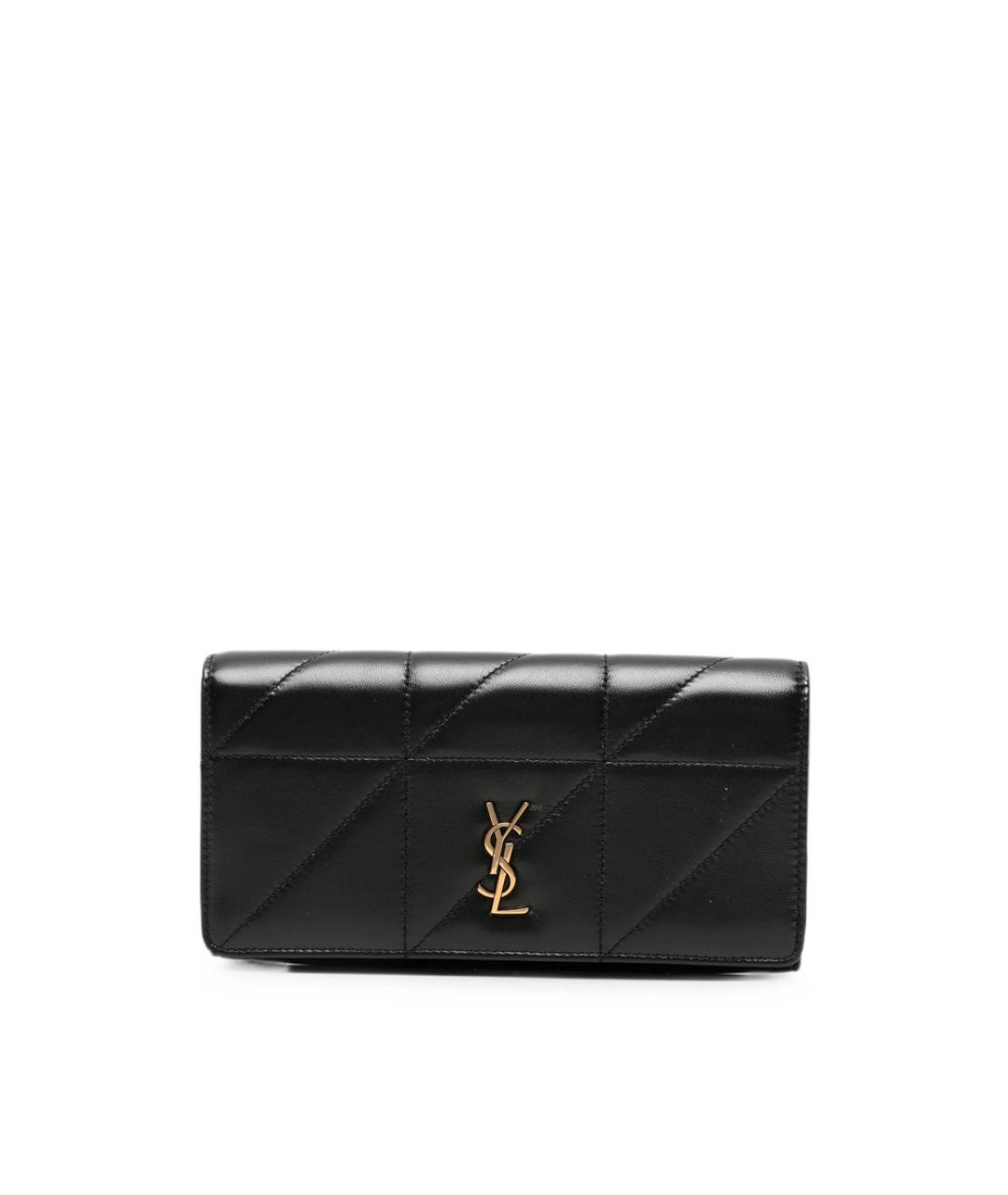 SAINT LAURENT Черный кожаный кошелек, фото 1