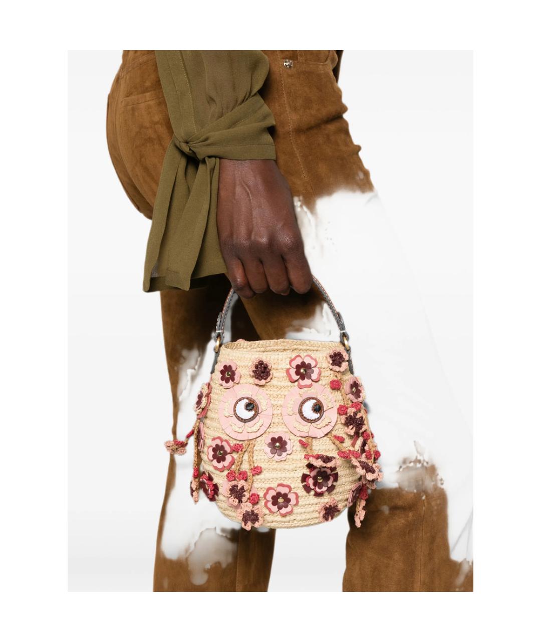 ANYA HINDMARCH Бежевая плетеная сумка с короткими ручками, фото 5