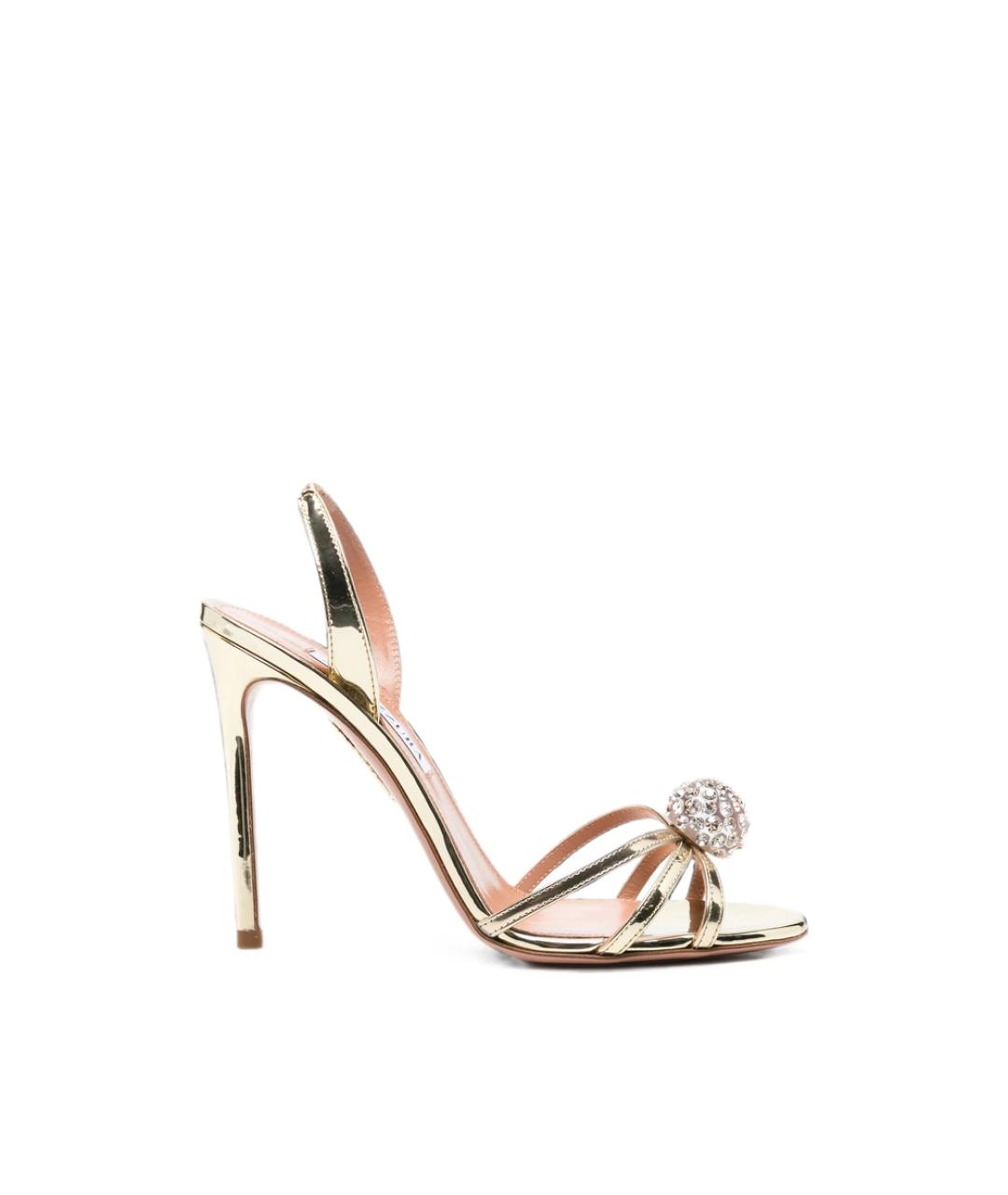 AQUAZZURA Золотые кожаные босоножки, фото 1