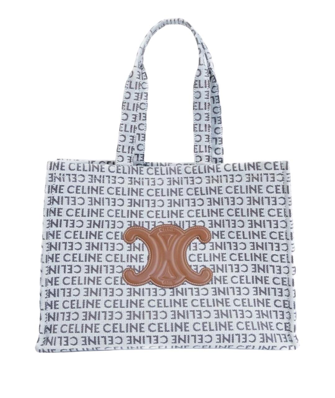 CELINE Белая тканевая сумка тоут, фото 1
