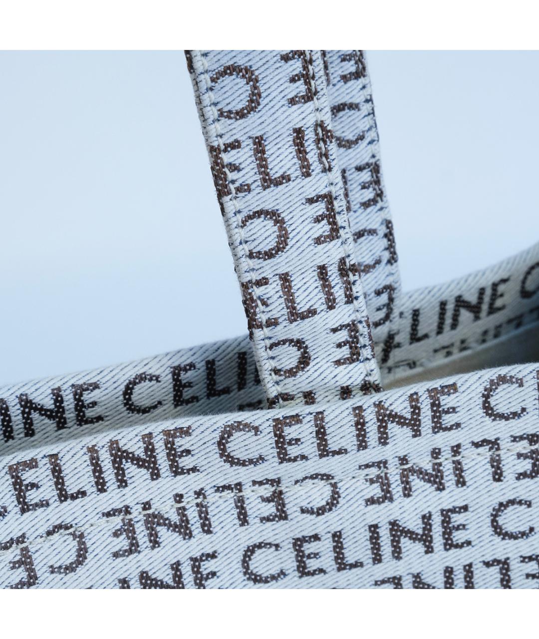 CELINE Белая тканевая сумка тоут, фото 6