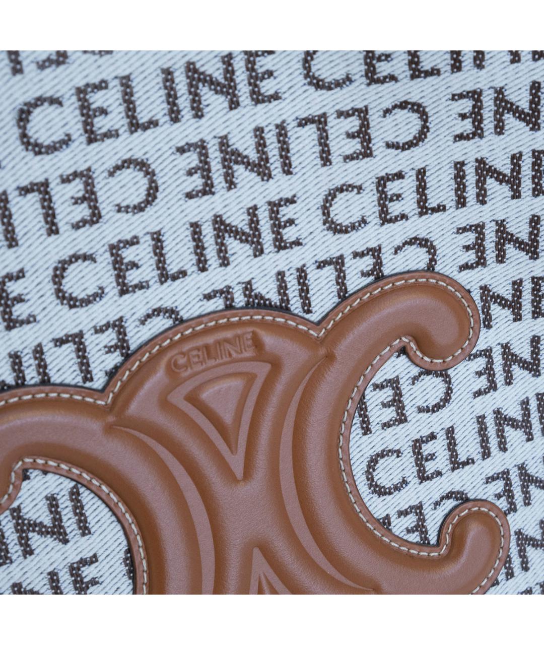 CELINE Белая тканевая сумка тоут, фото 5