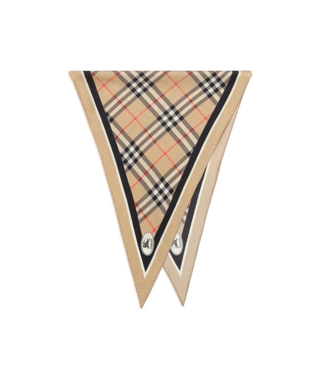 BURBERRY Бежевый шелковый шарф, фото 1