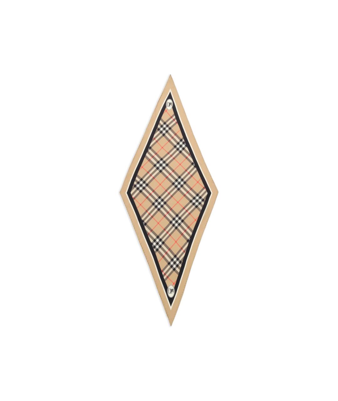 BURBERRY Бежевый шелковый шарф, фото 4