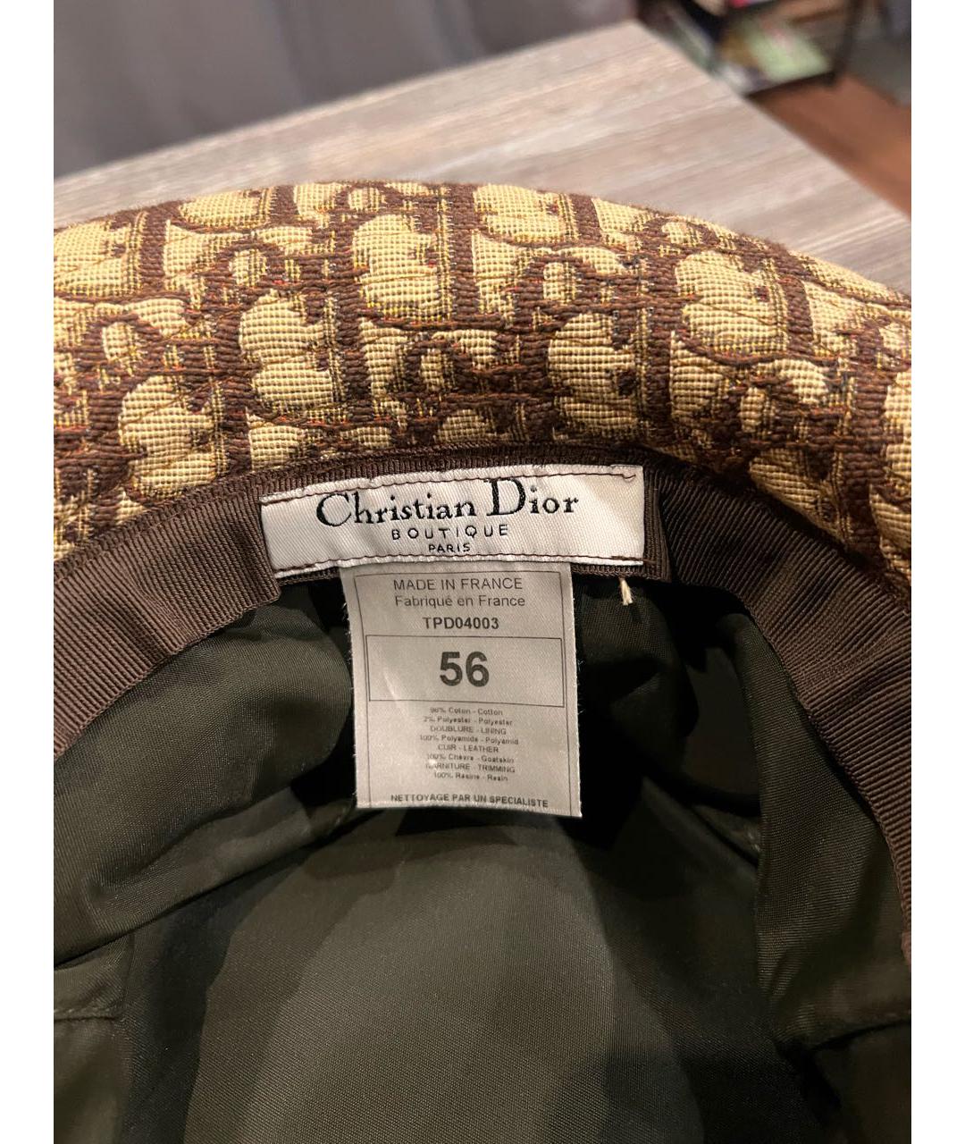 CHRISTIAN DIOR Коричневая хлопковая панама, фото 4