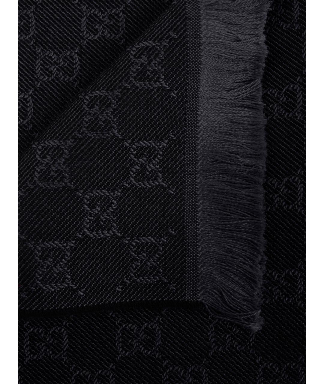 GUCCI Черный шерстяной шарф, фото 2
