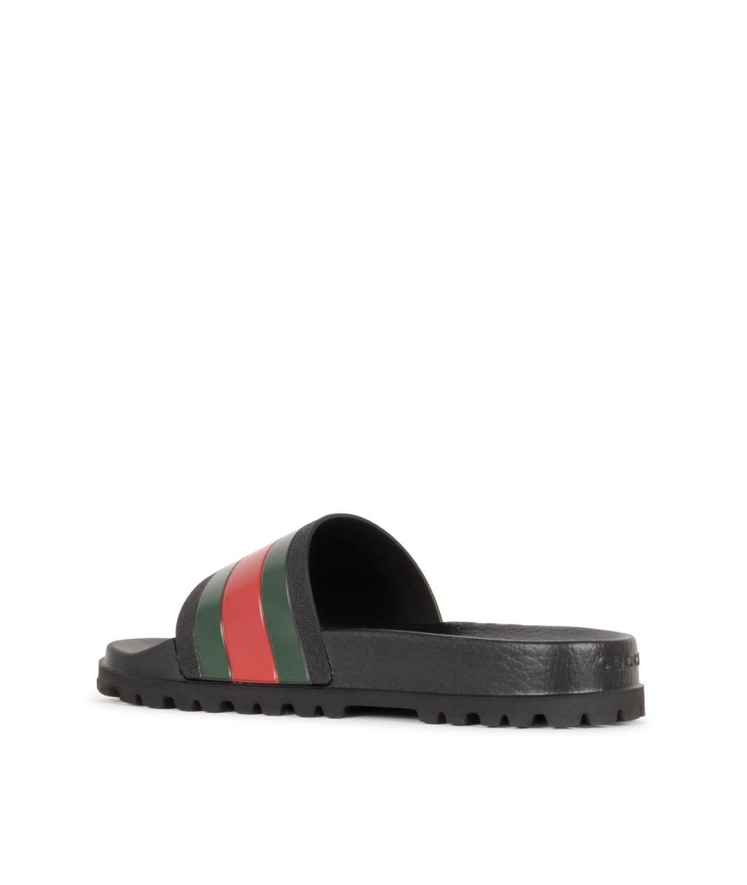 GUCCI Черные резиновые шлепанцы, фото 3