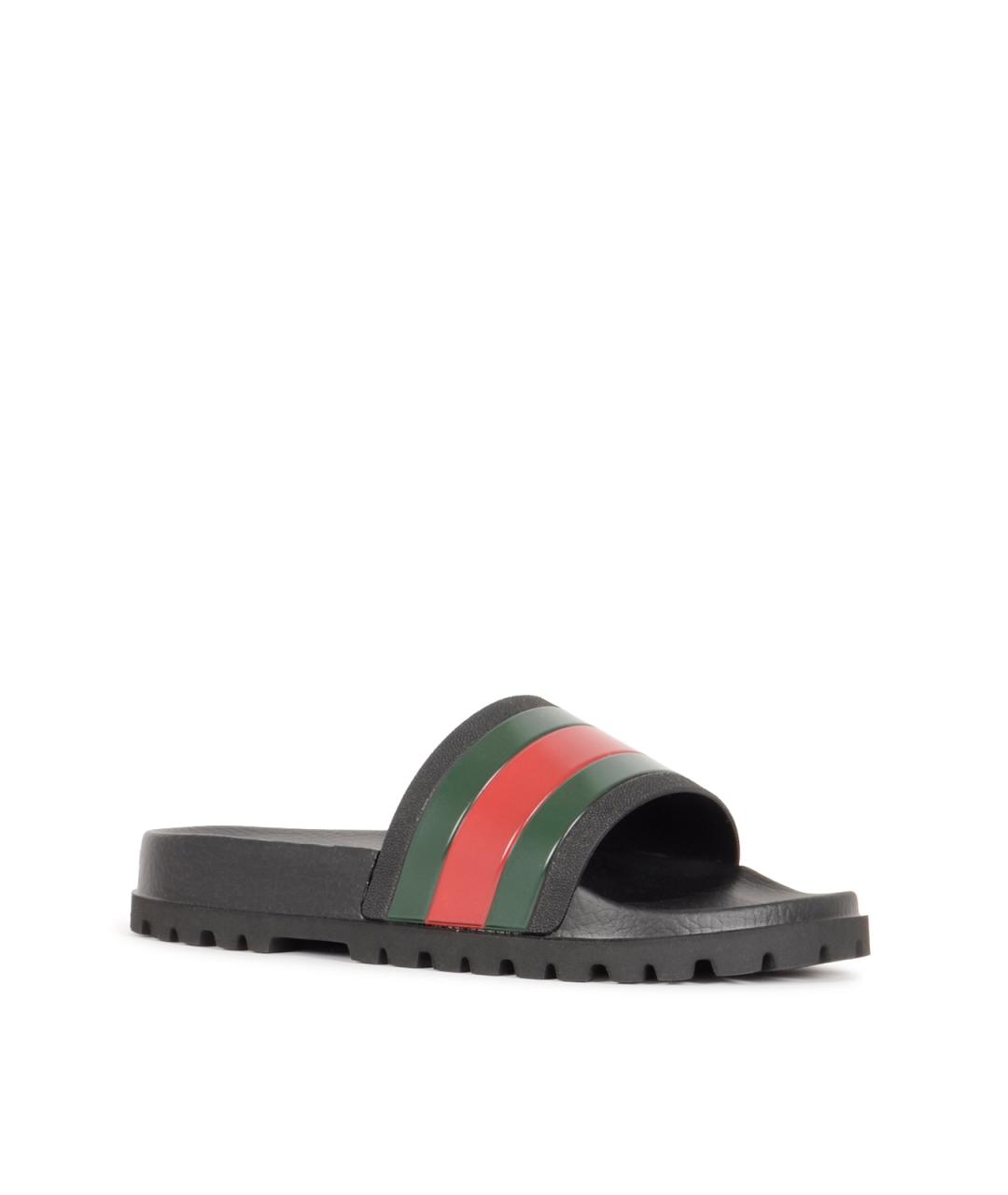 GUCCI Черные резиновые шлепанцы, фото 2